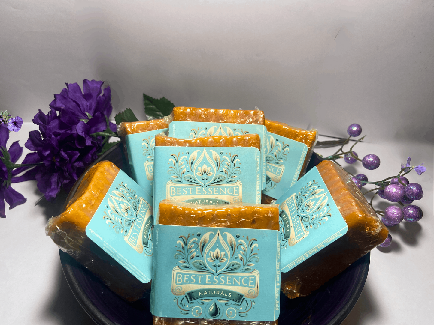 Natural Glow: Turmeric & Sea Moss Artisanal Soap Bar by Best Essence Naturals.